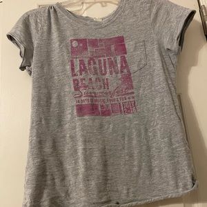 Hollister grey tshirt with beach design-size large